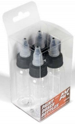 AK Interactive 9046 Paint Doser 30ml Bottles w/Shaker Ball (4)