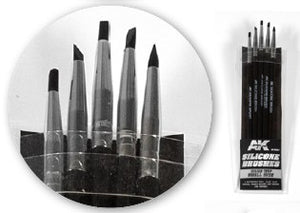 AK Interactive 9087 Hard Tip Small Size Silicone Brushes (5)