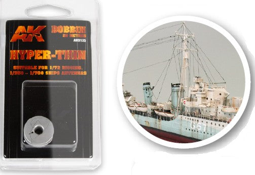 AK Interactive 9135 Hyper-Thin Elastic Rigging Thread 20m Long