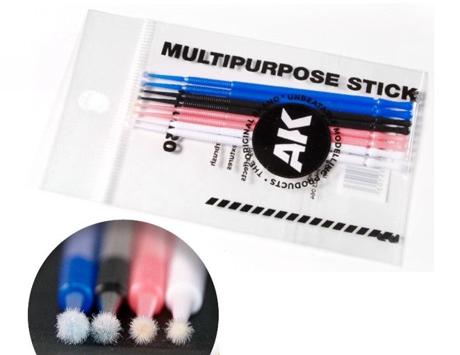 AK Interactive 9330 Microfiber Multipurpose Stick Applicators: 1mm, 1.5mm, 2mm, 2.5mm (8)