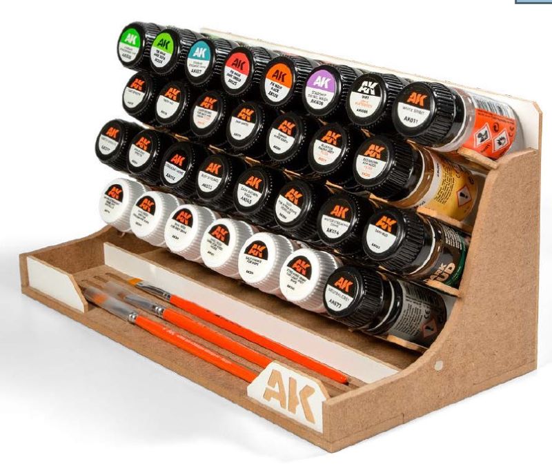 AK Interactive ORG35 Modular Paint Organizer Stand for 35ml (Holds 30 Bottles & Brushes)