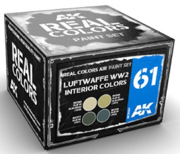 AK Interactive RCS61 Real Colors: Luftwaffe WWII Interior Acrylic Lacquer Paint Set (4) 10ml Bottles