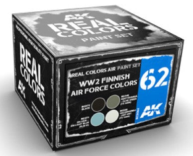 AK Interactive RCS62 Real Colors: WWII Finnish Air Force Acrylic Lacquer Paint Set (4) 10ml Bottles (D)