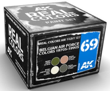AK Interactive RCS69 Real Colors: Belgian Air Force 1970s-1990s Acrylic Lacquer Paint Set (4) 10ml Bottles(D)
