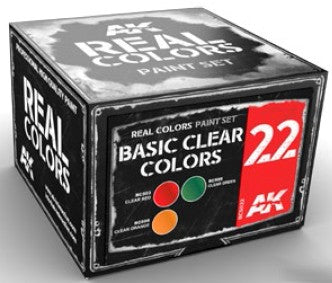 AK Interactive RCS22 Real Colors: Basic Clear Colors Acrylic Lacquer Paint Set (3) 10ml Bottles