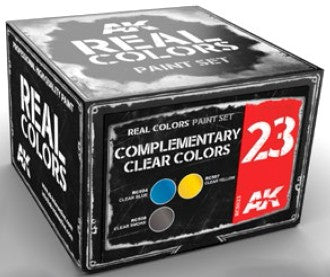 AK Interactive RCS23 Real Colors: Complementary Clear Colors Acrylic Lacquer Paint Set (3) 10ml Bottles (D)