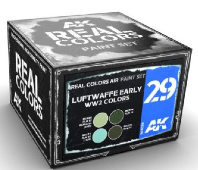 AK Interactive RCS29 Real Colors: Luftwaffe Early WWII Acrylic Lacquer Paint Set (4) 10ml Bottles