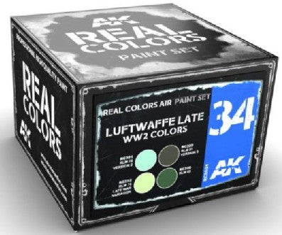 AK Interactive RCS34 Real Colors: Luftwaffe Late WWII Acrylic Lacquer Paint Set (4) 10ml Bottles