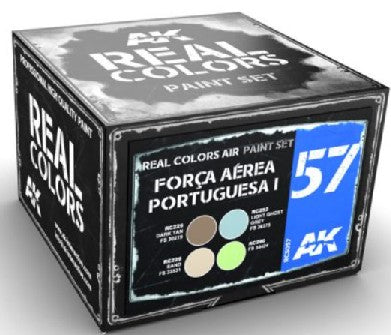 AK Interactive RCS57 Real Colors: Forca Aerea Portuguesa I Wrap-Around 1990s Acrylic Lacquer Paint Set (4) 10ml Bottles(D)