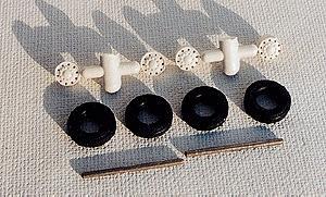 A Line Products 50106 HO Scale Budd Style Wheels for American Semi Tractors -- 10-Hole for Front Axle Only (4 Wheels, Tires & Axles - Enough for 2 Tractors)