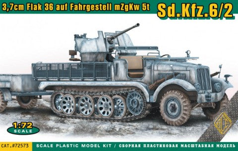 Ace Plastic Models 72573 1/72 SdKfz 6/2 Halftrack w/3.7cm Flak 36 on Chassis mZgKw 5t
