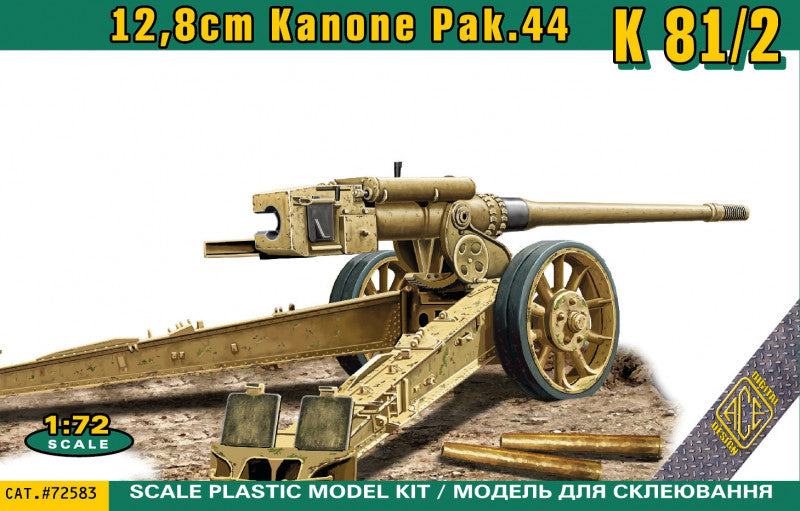 Ace Plastic Models 72583 1/72 German K81/2 12.8cm Kanone PaK 44 Gun