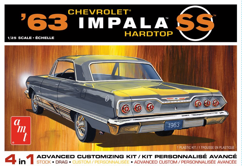 AMT Model Kits 1149 1/25 1963 Chevrolet Impala SS Hardtop Customizing Car (4 in 1)
