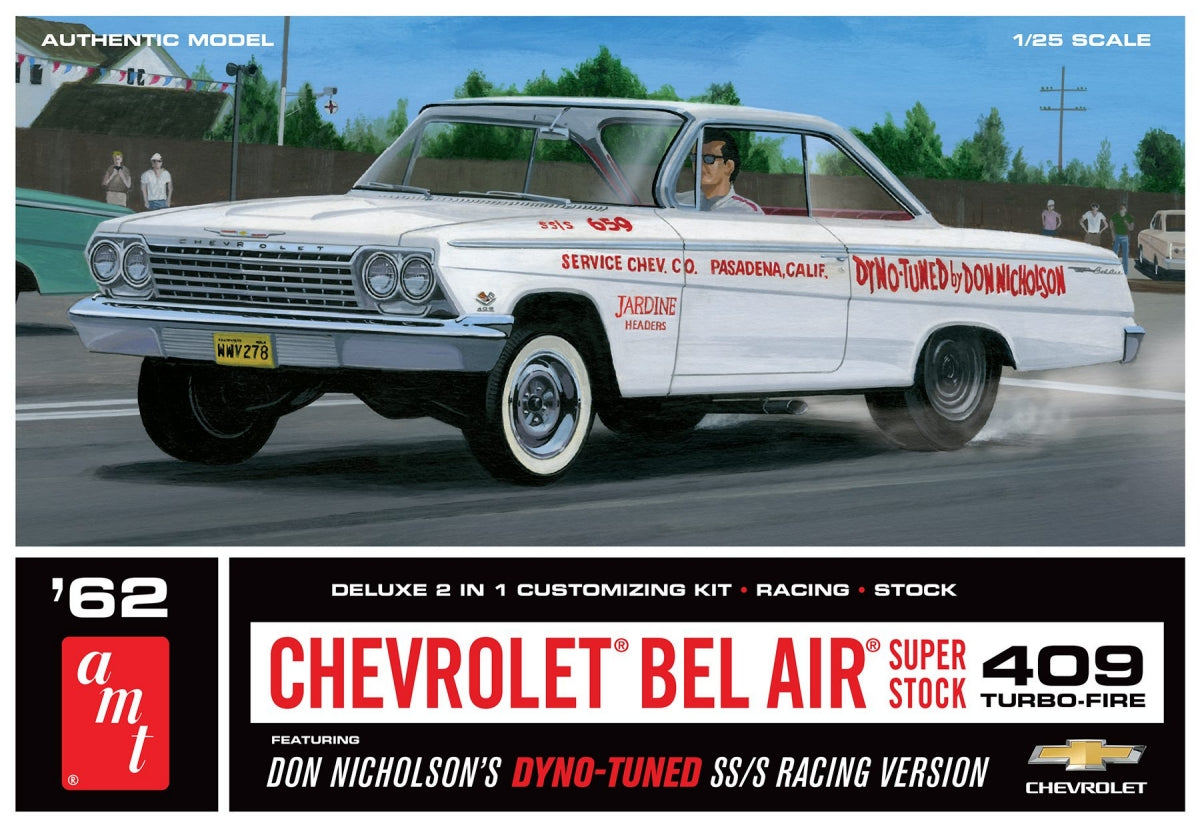 AMT Model Kits 1283 1/25 1962 Chevy Bel Air Don Nicholson Super Stock Race Car (2 in 1) (D)