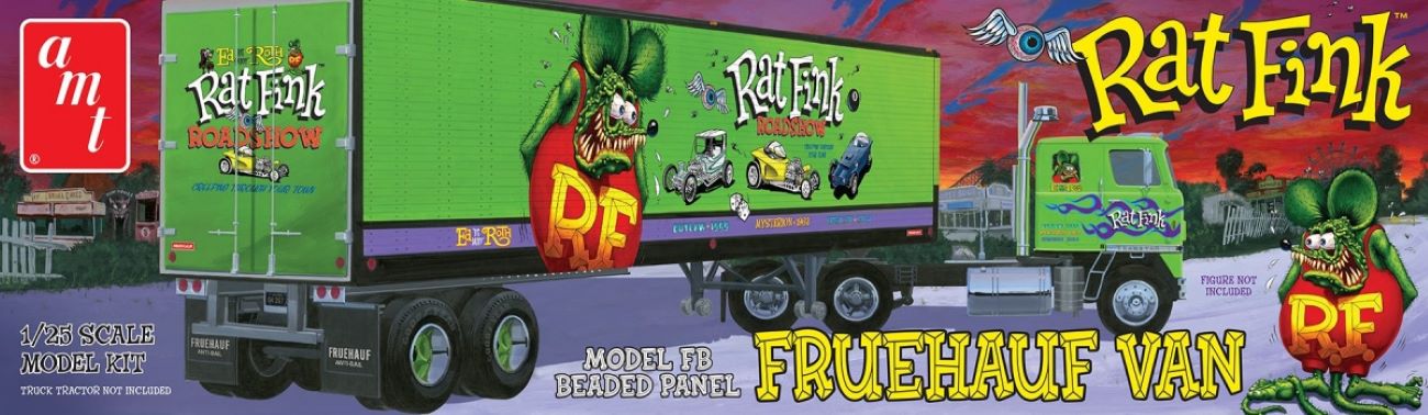 AMT Model Kits 1292 1/25 Rat Fink Fruehauf Van Model FB Beaded Trailer (D)