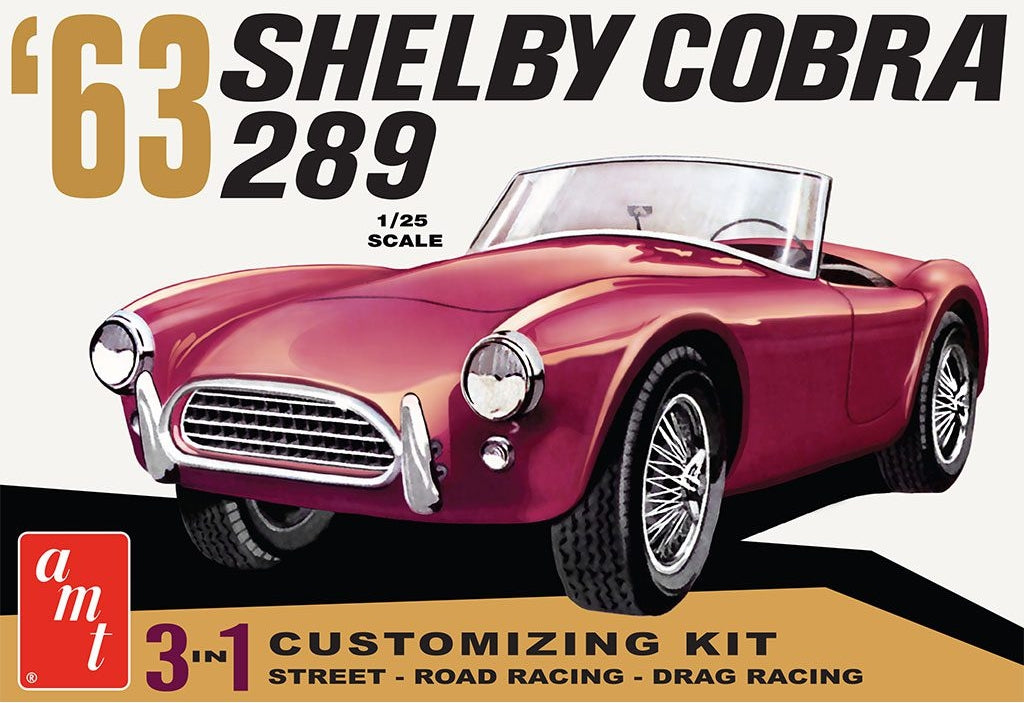 AMT Model Kits 1319 1/25 1963 Shelby Cobra 289 Customizing Car (3 in 1)