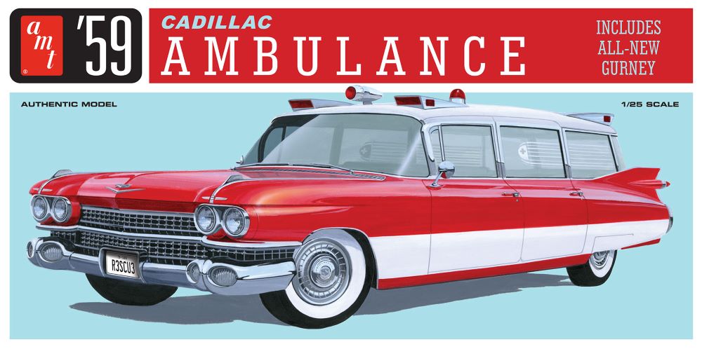 AMT Model Kits 1395 1/25 1959 Cadillac Ambulance w/Gurney