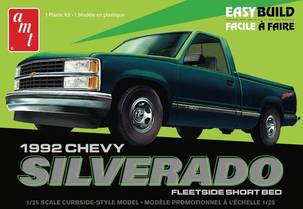 AMT Model Kits 1408 1/25 1992 Chevy Silverado Fleetside Short Bed Pickup Truck (Easy Build)