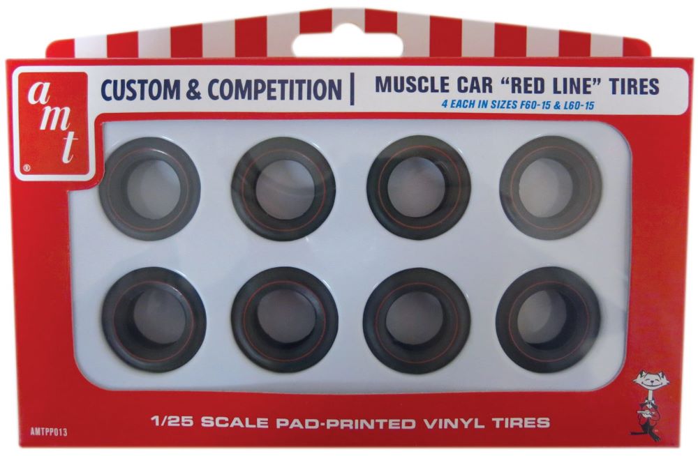 AMT Model Kits PP13 1/25 Muscle Car Red Line Tires Pack (8) (D)