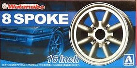 Aoshima 52488 1/24 Watanabe 8-Spoke 16" Tire & Wheel Set (4)