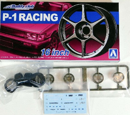 Aoshima 52518 1/24 Buddy Club P1 Racing 16" Tire & Wheel Set (4)
