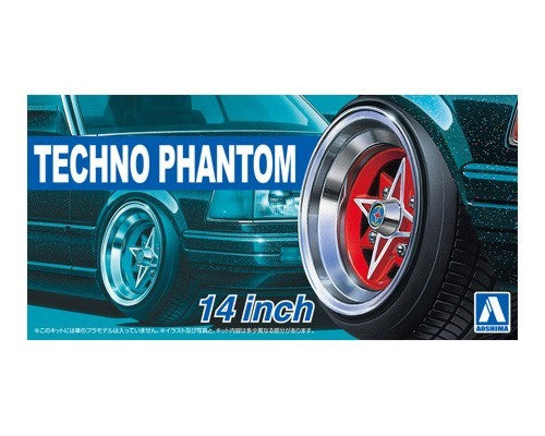 Aoshima 53249 1/24 Techno-Phantom 14" Tire & Wheel Set (4)