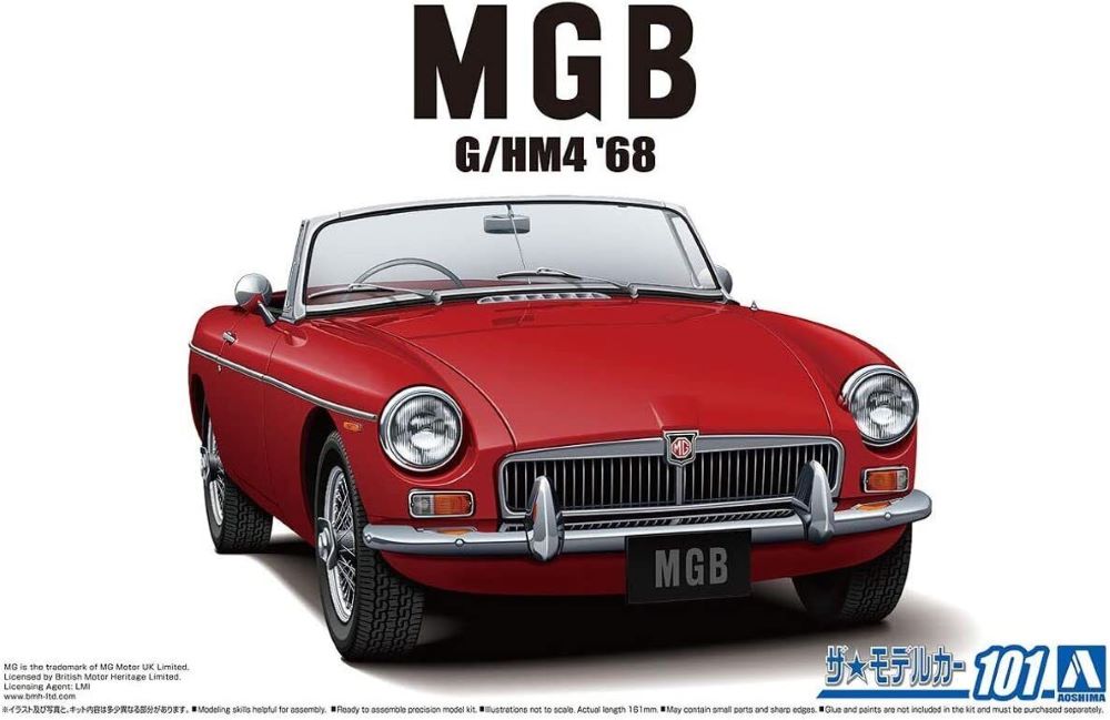 Aoshima 56851 1/24 1968 MGB (MK2) G/HM4 2-Door Convertible Car