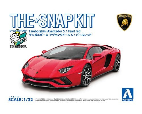 Aoshima 63477 1/32 Lamborghini Aventador S Sports Car (Snap Molded in Red)
