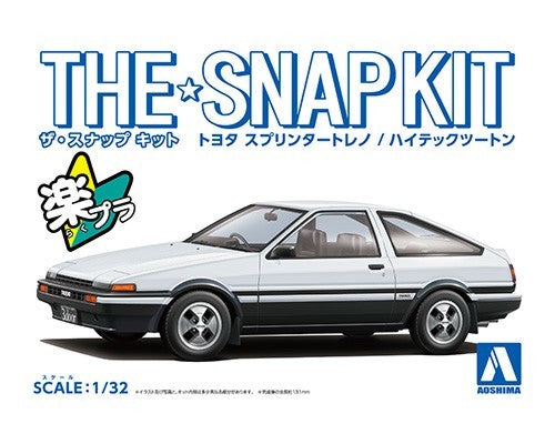 Aoshima 64672 1/32 Toyota AE86 Sprinter Trueno Car (Snap Molded in White/Black)
