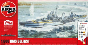 Airfix 50069 1/600 HMS Belfast Light Cruiser Gift Set w/paint & glue