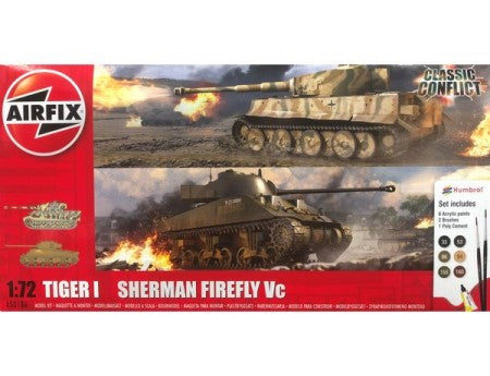 Airfix 50186 1/72 Tiger I vs Sherman Firefly Vc Classic Conflict Gift Set w/paint & glue