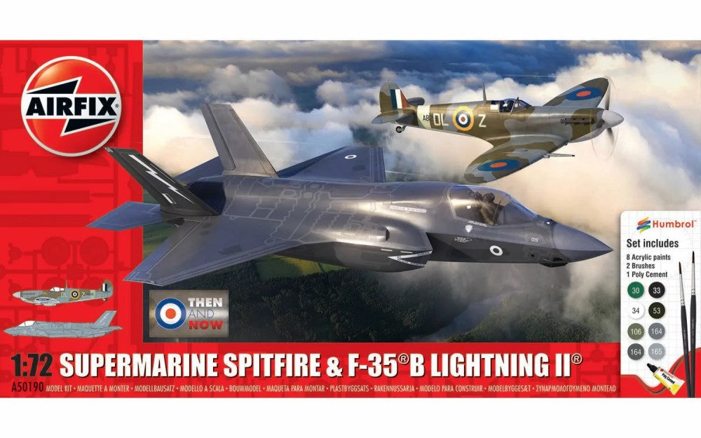 Airfix 50190 1/72 Supermarine Spitfire & F35B Lightning II Fighter Gift Set w/paint & glue