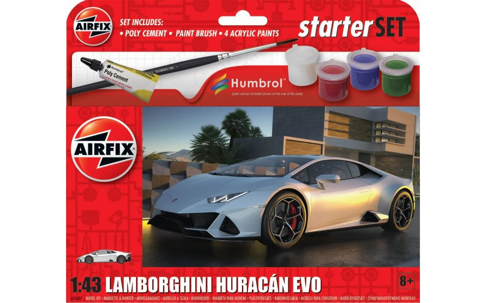Airfix 55007 1/43 Lamborghini Huracan EVO Small Starter Set w/paint & glue