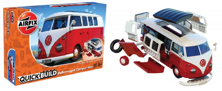 Airfix J6017 Quick Build VW Camper Van (Red) (Snap)