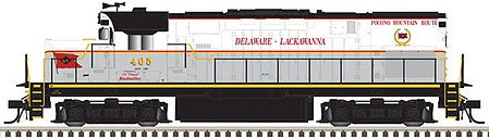Atlas Model Railroad 10002943 HO Scale Alco C420 Phase 1 Low-Nose, Dynamic Brakes - Standard DC - Master Silver -- Delaware-Lackawanna 405 (white, gray, black)