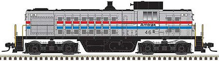 Atlas Model Railroad 10002988 HO Scale Alco RS1 - Standard DC - Classic Silver -- Amtrak 46 (Phase III, silver, equal red, white, blue Stripes)