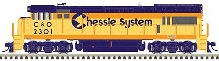 Atlas Model Railroad 10003420 HO Scale GE U23B Low Nose - Standard DC - Master(R) Silver -- Chessie C&O 2313 (blue, yellow, orange)