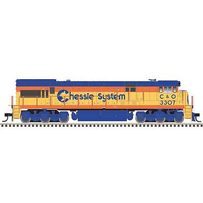 Atlas Model Railroad 10003552 HO Scale GE U30C Low Nose - Standard DC - Master(R) Silver -- Chessie System C&O 3310 (vermillion, yellow, blue)