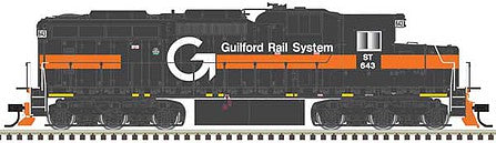 Atlas Model Railroad 10003738 HO Scale EMD SD26 - Standard DC - Master(TM) Silver -- Guilford Rail System ST 615 (gray, orange, yellow, Ditch Lights)