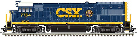 Atlas Model Railroad 10003786 HO Scale GE U36B - Standard DC - Master(R) Silver -- CSX 7764 (MCVX Safety Train, blue, yellow)