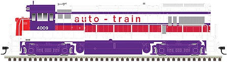 Atlas Model Railroad 10003788 HO Scale GE U36B - Standard DC - Master(R) Silver -- Auto Train 4005 (white, red, purple)