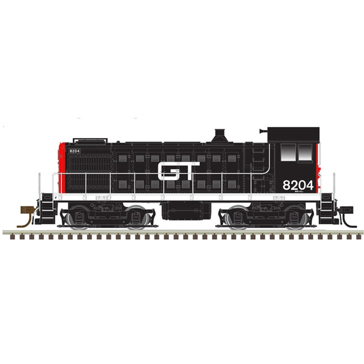 Atlas Model Railroad 10003819 HO Scale Alco S4 - Standard DC - Master(R) Silver -- Grand Trunk Western 8204 (black, red)