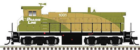 Atlas Model Railroad 10003867 HO Scale EMD MP15DC - with Ditch Lights - LokSound and DCC - Master(R) Gold -- The Prairie Line 1001 (green, tan)
