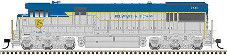 Atlas Model Railroad 10003912 HO Scale GE U30C Phase I - LokSound and DCC - Master(R) Gold -- Delaware & Hudson 703 (Lightning Stripe, blue, gray, yellow)