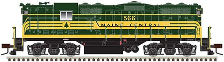 Atlas Model Railroad 10003933 HO Scale EMD GP7 - Standard DC - Classic(R) Silver -- Maine Central 566 (green, gold)