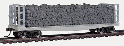 Atlas Model Railroad 20002869 HO Scale 42' Pulpwood Flatcar w/Open Ends & Load - Ready to Run -- Undecorated