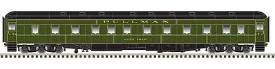 Atlas Model Railroad 20005107 HO Scale Pullman 6-3 Sleeper - Ready to Run -- Santa Fe "Glen Vista" (Pullman Green, black)