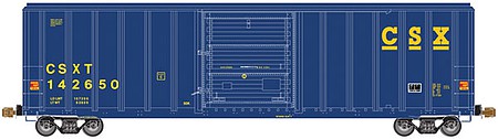 Atlas Model Railroad 20005496 HO Scale FMC 5347 Single-Door Boxcar - Ready to Run -- CSX 142643 (blue, yellow)