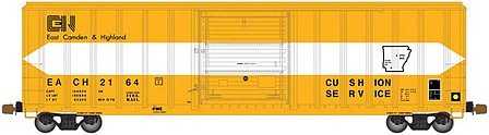 Atlas Model Railroad 20005499 HO Scale FMC 5347 Single-Door Boxcar - Ready to Run -- East Camden & Highland 2053 (yellow, white)