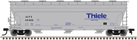 Atlas Model Railroad 20005529 HO Scale ACF 4650 Centerflow Covered Hopper Pre-1971 Version - Ready to Run - Master(R) -- Thiele Kaolin ACFX #46502 (gray, blue)